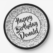 105番目のパーティー乱数パターンブラック/ホワイト ペーパープレート (正面)