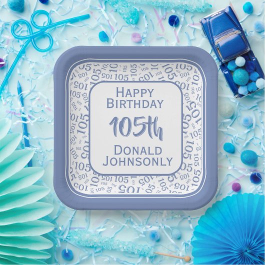 105番目のパーティー乱数パターンブルー/ホワイト ペーパープレート (パーティー)