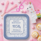 105番目のパーティー乱数パターンブルー/ホワイト ペーパープレート (パーティー)