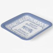 105番目のパーティー乱数パターンブルー/ホワイト ペーパープレート (傾斜あり)