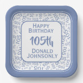 105番目のパーティー乱数パターンブルー/ホワイト ペーパープレート (正面)