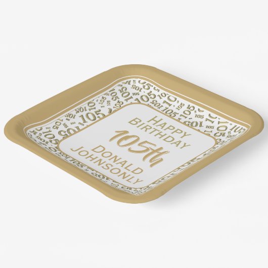 105番目のパーティー乱数パターン金ゴールド/白 ペーパープレート (傾斜あり)