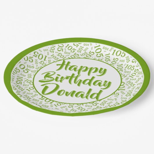 105番目のパーティー乱数パターン（緑/白） ペーパープレート (アングル)