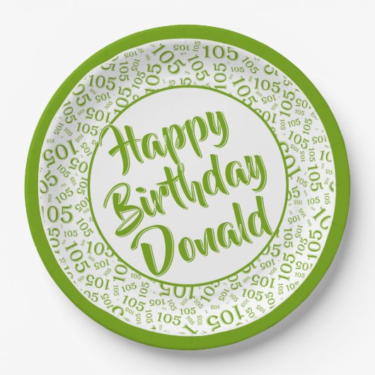 105番目のパーティー乱数パターン（緑/白） ペーパープレート (正面)