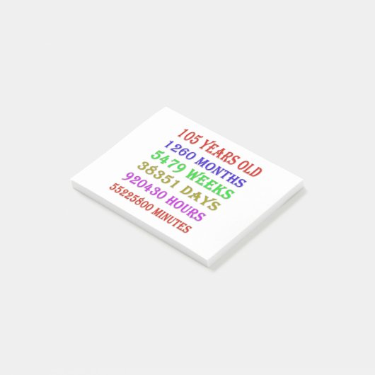 105番目の誕生日のマイルストーン ポストイット (アングル)