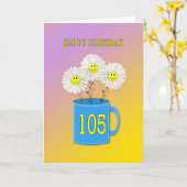 105番目の誕生日カードと幸せな笑顔の花 カード (黄色い花)