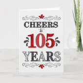105番目の誕生日応援の赤い白の黒のパターン カード (正面)