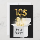 105誕生日の金ゴールドバルーンを白い箱に 招待状 (正面)