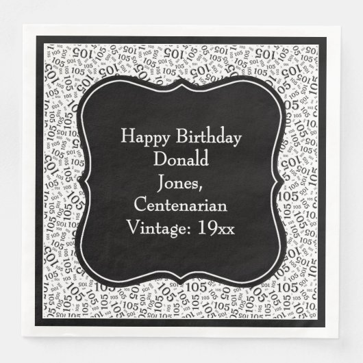 105誕生日の黒/白ブラケット番号パターン (正面)