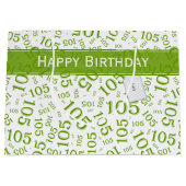 105誕生日グリーン/ホワイトナンバーパターン ラージペーパーバッグ (正面)