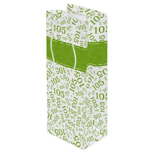 105誕生日グリーン/ホワイトナンバーパターン ワインギフトバッグ (裏面アングル)