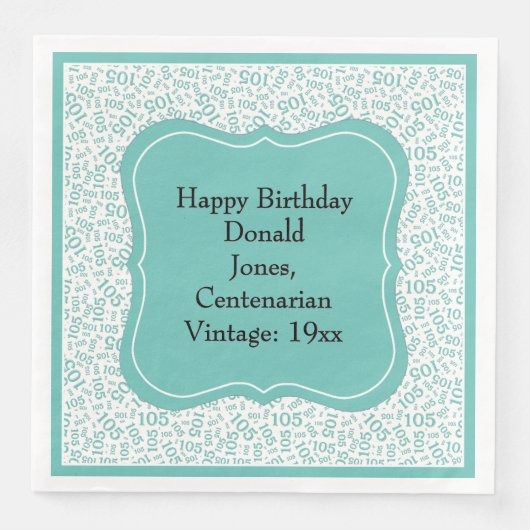 105誕生日ティール（緑がかった色）/ホワイトブラケット番号パターン (正面)