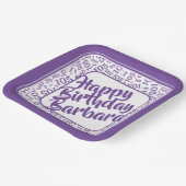 105誕生日乱数パターン紫/白 ペーパープレート (傾斜あり)