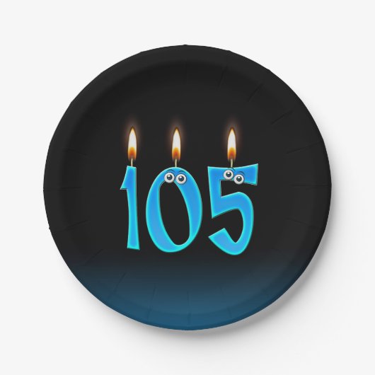 105誕生日（ろうそく火の付いた数字） ペーパープレート (正面)