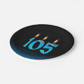105誕生日（ろうそく火の付いた数字） ペーパープレート (アングル)