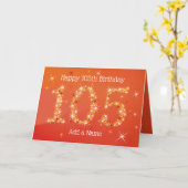 105誕生日 – スター番号 – 赤 – 年齢105 カード (黄色い花)