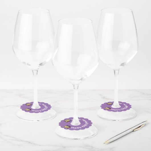 105thお誕生日ケーキとキャンドルチョコレートアイシング ワイングラスタグ (セット)