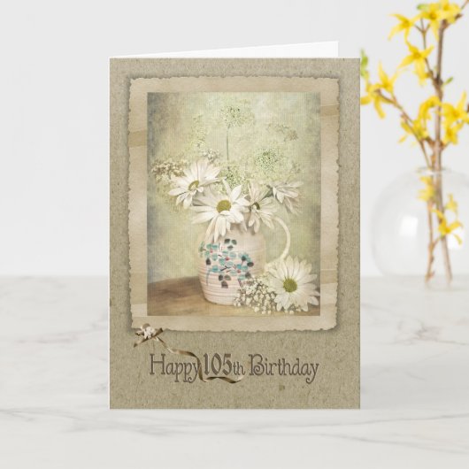 105th誕生日のデイジーの花束 カード (黄色い花)