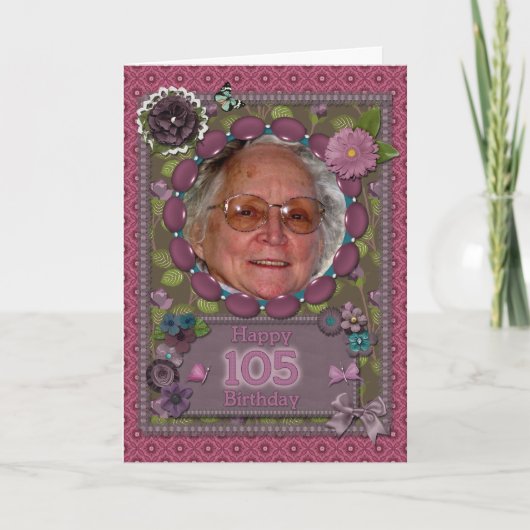 105th誕生日のフォトカード カード (正面)