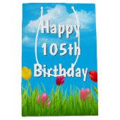 105th誕生日チューリップミディアム抱き枕 ミディアムペーパーバッグ (正面)