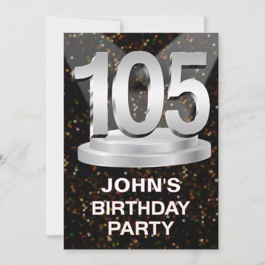 105th Birthday Party Invitation名前の追加 招待状 (正面)