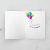 106歳の誕生日テディベアとピンクのチューリップ カード (内部)