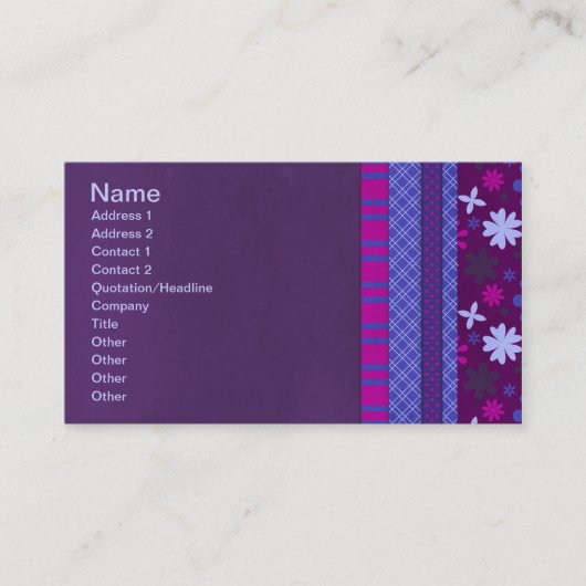 1066紫の青のホットピンクバックグラウンドストライプソリ 名刺 (正面)