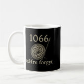1066 Naefre Forgyt Never Forget Viking England His コーヒーマグカップ (左)
