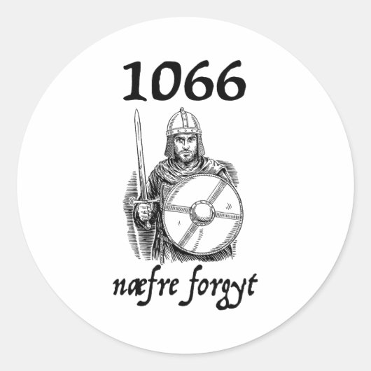 1066 Never Forget Naefre Forgyt Funny English Hist ラウンドシール (正面)