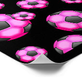 107ピンクサッカーボールスポーツチームパターン壁紙 ポスター (角)