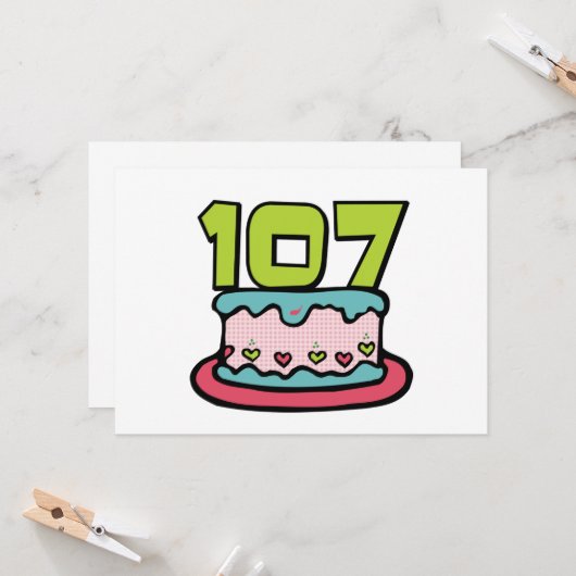 107歳お誕生日ケーキ カード (正面/裏面インサイチュ)