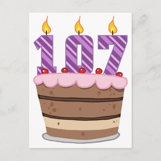 107歳のお誕生日ケーキ ポストカード (正面)
