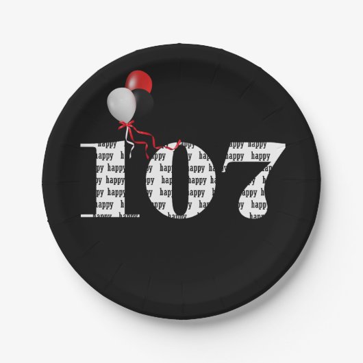 107th誕生日パーティー風船 ペーパープレート (正面)