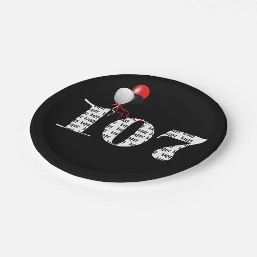 107th誕生日パーティー風船 ペーパープレート (アングル)