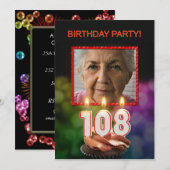 108歳の誕生日パーティー招待状を追加 - 画像 招待状 (正面/裏面)