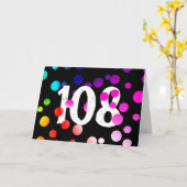 108歳の誕生日虹ドット ブラック カード (黄色い花)