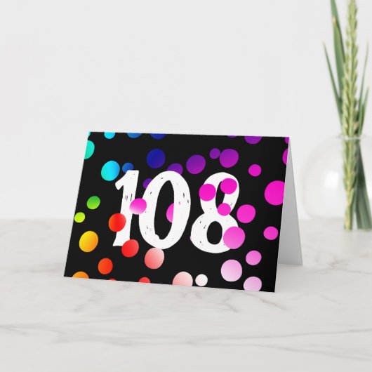 108歳の誕生日虹ドット ブラック カード (正面)