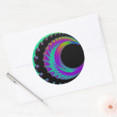 108-47青及び紫色の三日月形の月 ラウンドシール (封筒)