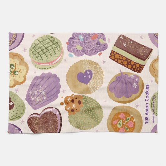 108 Asian Cookies Tea Towel  キッチンタオル (横)