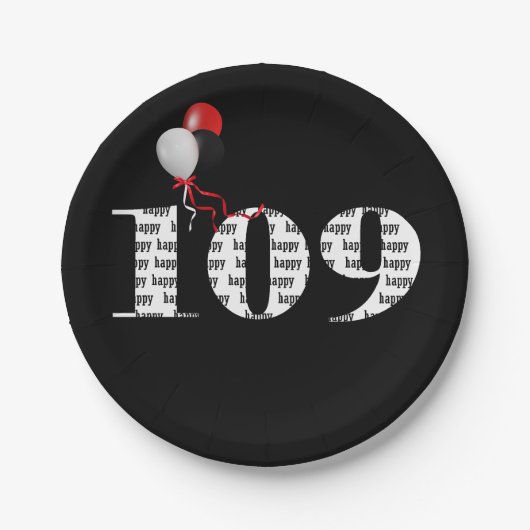 109歳の誕生日パーティーバルーン ペーパープレート (正面)