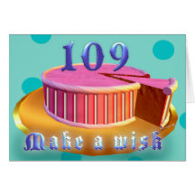 109誕生日グリーティングカードピンクケーキストライプ
