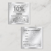 10%オフ割引ロゴヘアメイクアップグリッターシルバー 予約カード (正面/裏面)
