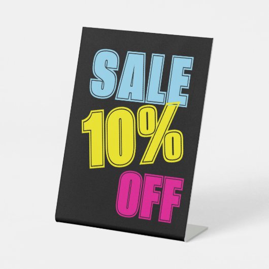 10%オフ販売サイン、卓上カウンター看板、ストア 台座サイン (正面)