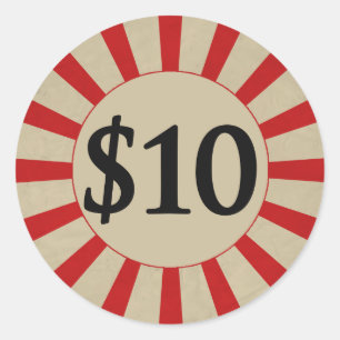 $10 (ドル)円形の光沢のある値段 ラウンドシール