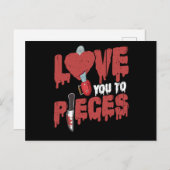 10.ホラー映画、あなたを好きになれ、ハートチェーンで見る インビテーションポストカード (正面/裏面)