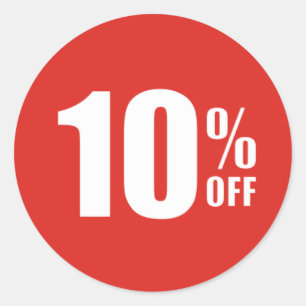 10%割引販売のステッカーを離れた10% ラウンドシール