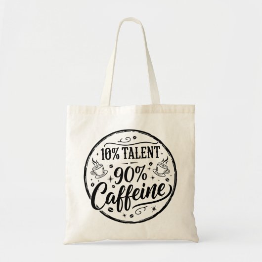 10% 才能 90% カフェイン トートバッグ (正面)