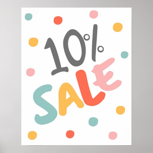 10%販売標識、10%割引の標識、大型販売 ポスター (正面)