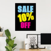 10%販売看板、小売店看板、販カラフル売 ポスター (ホームオフィス)