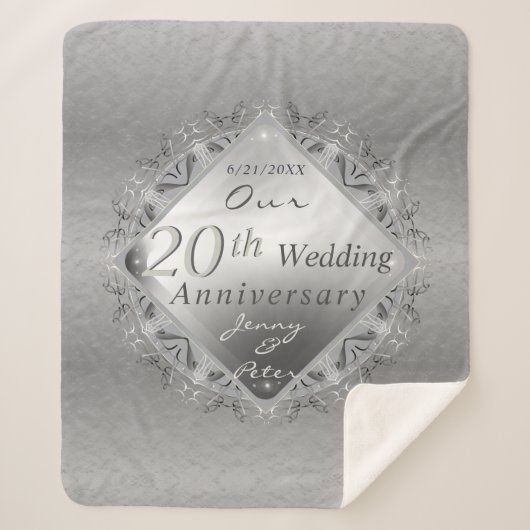 10,11,20,25,70年結婚記念日 シェルパブランケット (正面)